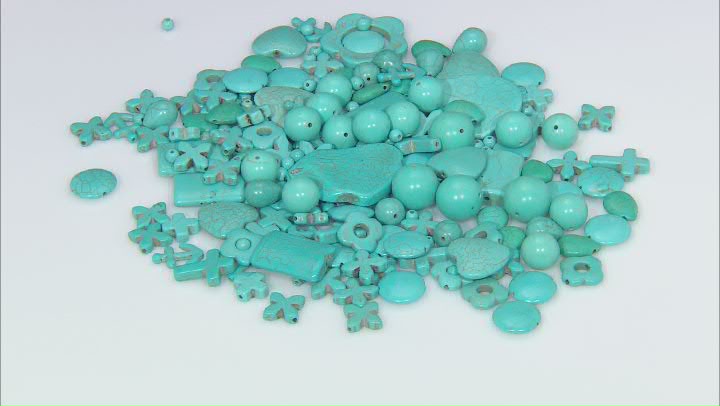 Turquoise Simulant 1lb Mix Bag of Assorted Shape & Color Beads appx 6mm-50mm Video Thumbnail