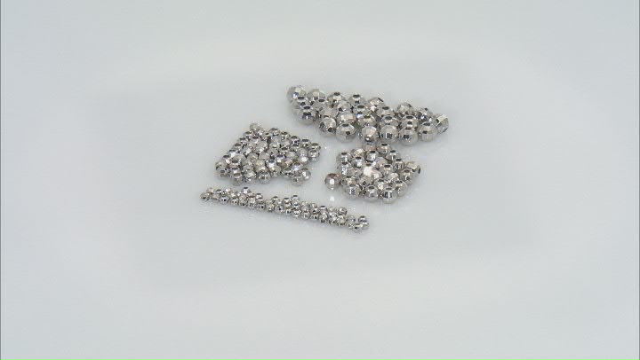 Silver Plated Brass Faceted Round Beads in 4 Sizes 150 Beads Total Video Thumbnail