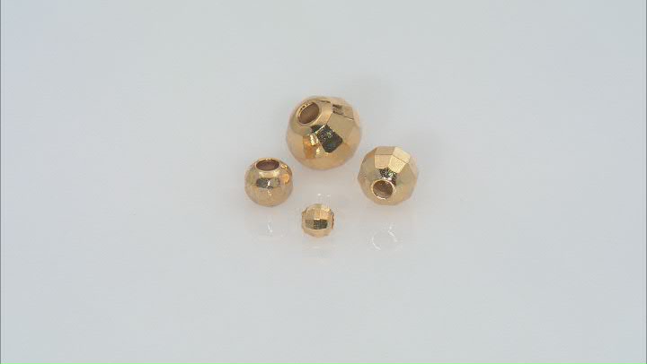 18k Gold Plated Brass Faceted Round Beads in 4 Sizes 150 Beads Total Video Thumbnail