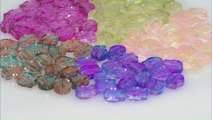 Glass Tulip Flat Beads Set of Assorted Colors Appx 100 Pieces Total Video Thumbnail
