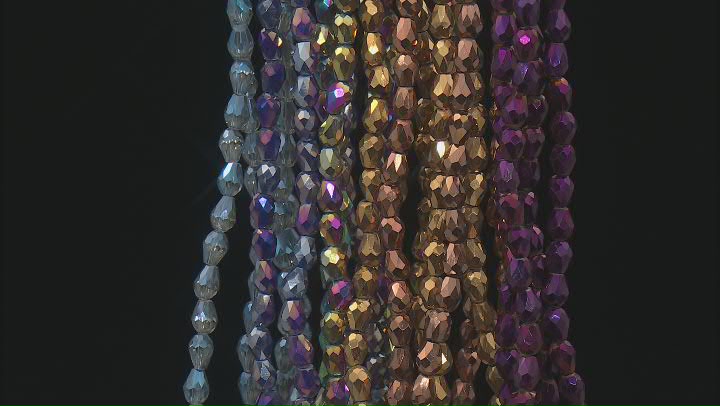Glass bead strand set includes 12 strands in 5x7mm faceted teardrop shape in assorted colors Video Thumbnail