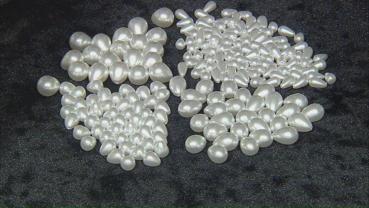 Resin Pearl Simulant Half Drilled Teardrop Shape Loose Beads in 4 Sizes 200 Pieces Total Video Thumbnail