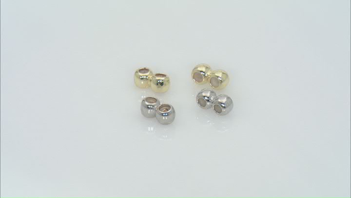 Double 4mm Silicone Slider Beads in Gold & Silver Tone Over Brass 40 Pieces, Total Length 8mm Video Thumbnail