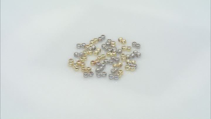 Double 4mm Silicone Slider Beads in Gold & Silver Tone Over Brass 40 Pieces, Total Length 8mm Video Thumbnail