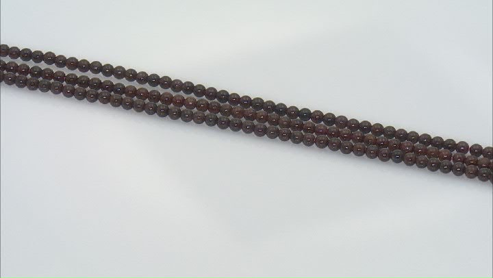 Garnet Smooth Approximately 3.8-4mm Round Bead Strand Set of 3 Approximately 14-15" Video Thumbnail