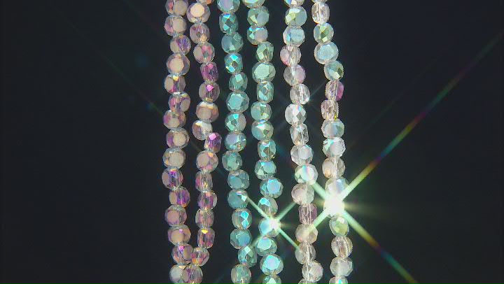 Glass Dome Shape Faceted Bead Strand Set of 6 Appx 6mm in Light Blue, Purple, & Clear Appx 22-23" Video Thumbnail