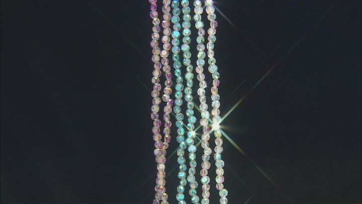 Glass Dome Shape Faceted Bead Strand Set of 6 Appx 6mm in Light Blue, Purple, & Clear Appx 22-23" Video Thumbnail