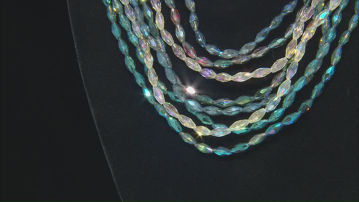 Crystal Glass Faceted Rice Shaped Bead Strand Set of 8 Video Thumbnail