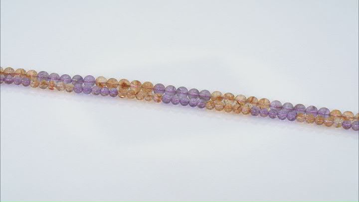 Amethyst and Citrine Strand Set of 2 Round Includes 1 6mm & 1 8mm 14.5-15" Strands Video Thumbnail