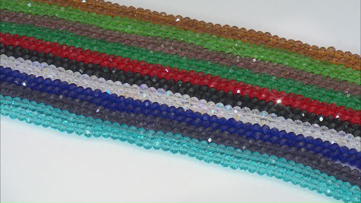 Chinese Crystal Glass Faceted Bead Strand Set of 20 in 10 Assorted Colors Appx 6x4mm Appx 15.5-16" Video Thumbnail