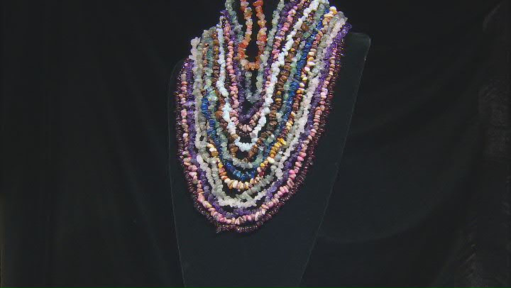 Multi-Gemstone Chip Endless Bead Appx 3-14mm Strand Set of 15 Appx 32-34" Length Video Thumbnail