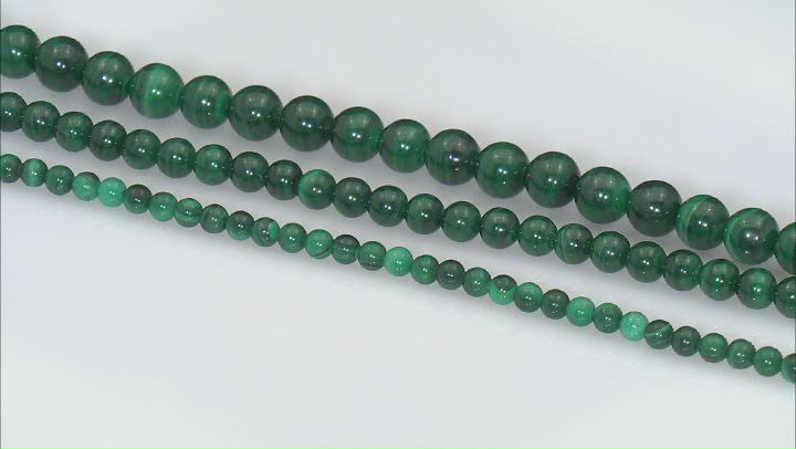 Malachite 4-6-8mm Round Bead Strand Set of 3 Appx 14-16" in Length each Video Thumbnail