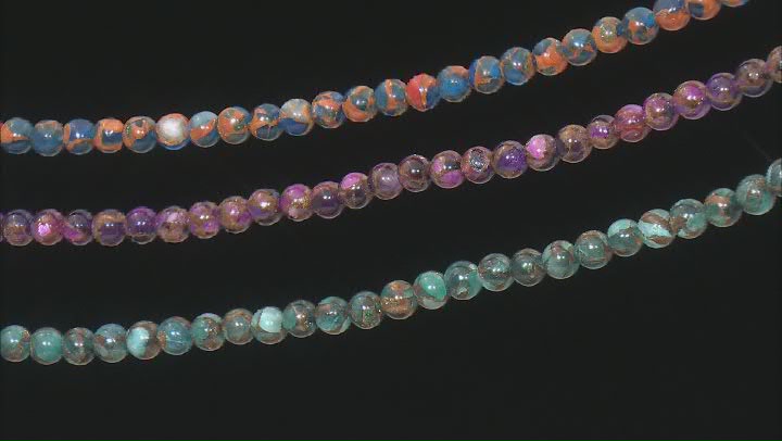 Multi-Colored Quartz and Goldstone Bead Strand Set of 3 appx 14.5-15" Video Thumbnail