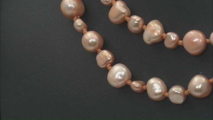 Peach Cultured Freshwater Pearl 6-10mm Knotted Nugget Bead Strand Approximately 36" in Length Video Thumbnail