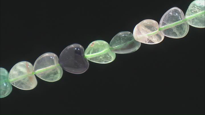 Rainbow Fluorite 12mm Heart Shape Bead Strand Approximately 14-15" in Length Video Thumbnail