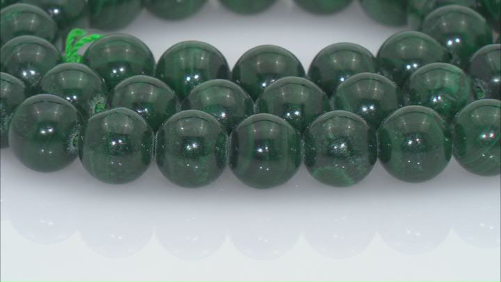Malachite 8mm Round Bead Strand Approximately 14-15" in Length Video Thumbnail