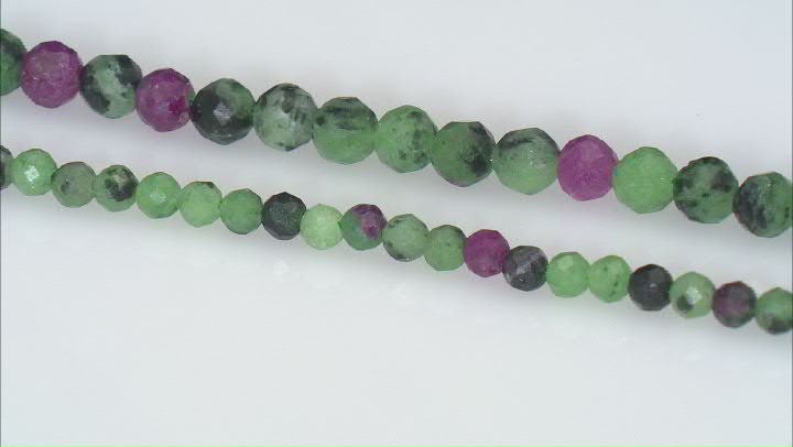 Ruby in Zoisite Bead Faceted Round Bead Strand Set of 2 Video Thumbnail
