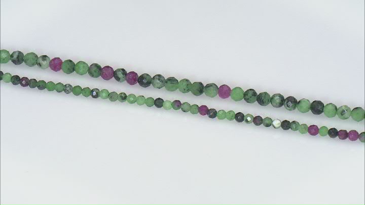 Ruby in Zoisite Bead Faceted Round Bead Strand Set of 2 Video Thumbnail