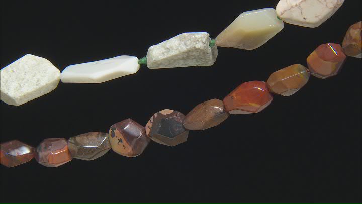 Autumn Leaf Stone Nugget and Chrysoprase Irregular Nugget Bead Strand Set of 2 Video Thumbnail