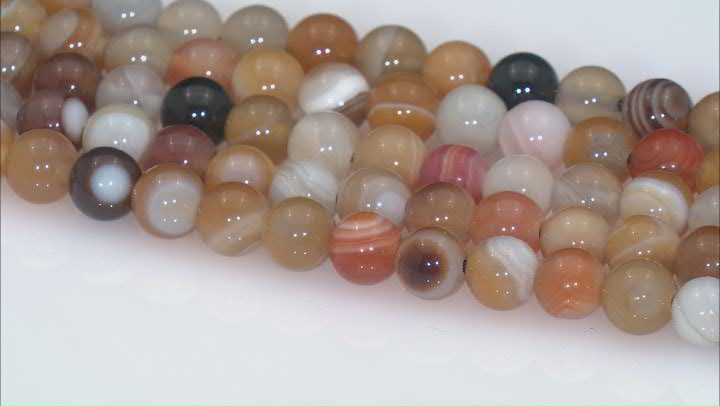 Multi-Color Botswana Agate 6mm Round Bead Strand Approximately 13-14" in Length Set of 5 Video Thumbnail