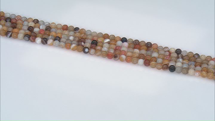 Multi-Color Botswana Agate 6mm Round Bead Strand Approximately 13-14" in Length Set of 5 Video Thumbnail