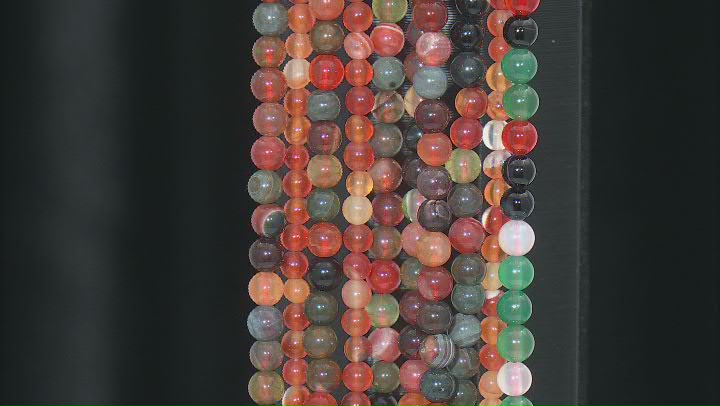Multi-Color Agate Round Bead Strand Set of 10 Video Thumbnail