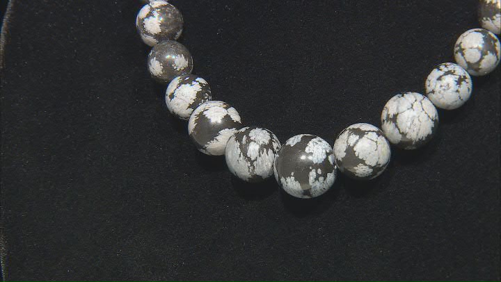 Snowflake Obsidian 6-14mm Graduation Round Bead Strand Approximately 14-15" in Length Video Thumbnail
