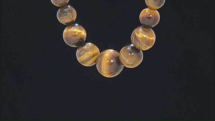 Tiger's Eye 6-14mm Graduation Round Bead Strand Approximately 14-15" in Length Video Thumbnail