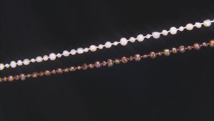 White and Bronze Cultured Freshwater Pearl Endless Strand Set of 2 Video Thumbnail