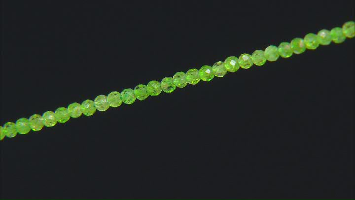 Green Diopside 2mm Faceted Round Bead Strand Approximately 15-16" in Length Video Thumbnail