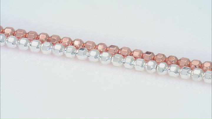 Rose Gold Plated and White Silver Plated Hematine 4mm Football Shaped Bead Strand Set of 2 Video Thumbnail