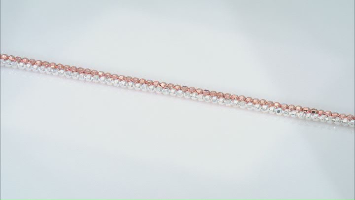 Rose Gold Plated and White Silver Plated Hematine 4mm Football Shaped Bead Strand Set of 2 Video Thumbnail