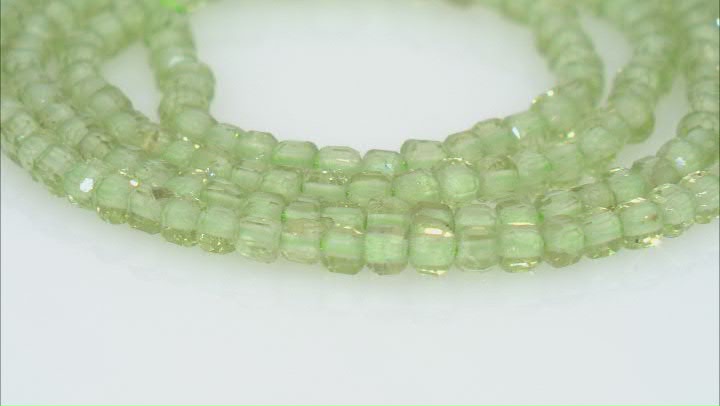 Peridot 2mm Table Cut Cube Bead Strand Approximately 15-16" in Length Video Thumbnail