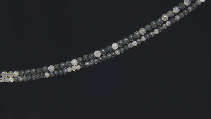 Tourmalinated Quartz 6mm & 8mm Round Bead Strand Set of 2 Approximately 14-15" in Length Video Thumbnail