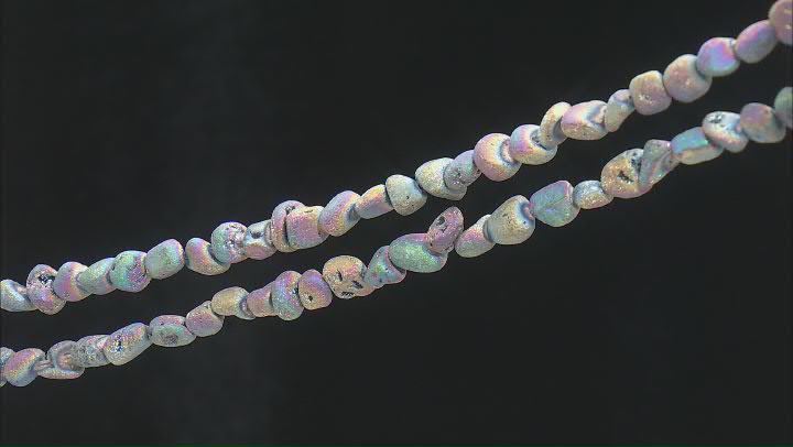 Rainbow Druzy Quartz 10-12mm Nugget Bead Strand Approximately 15" in Length Set of 2 Video Thumbnail
