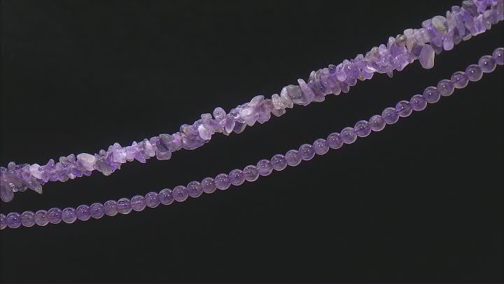 Amethyst Chip Strand and 6mm Round Bead Strand Set of 2 Video Thumbnail