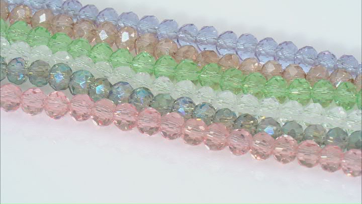 Multi-Color Chinese Crystal 6mm Rondelle Bead Strand Set of 6 Video Thumbnail