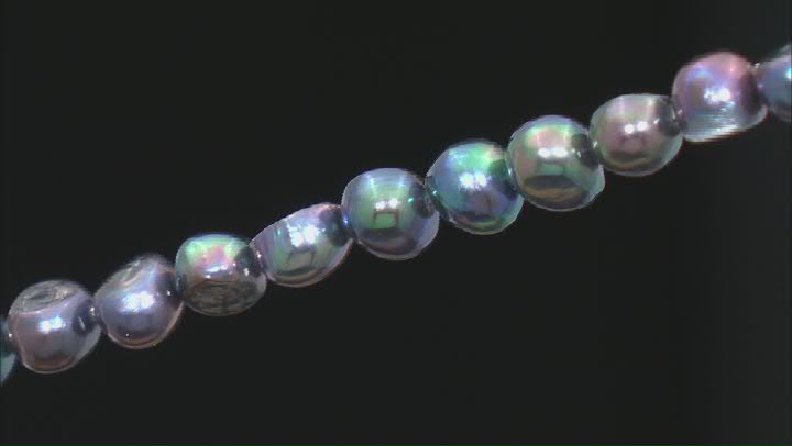 Peacock Cultured Freshwater Pearl 6.5-8mm Potato Bead Strand Approximately 16" in Length Video Thumbnail