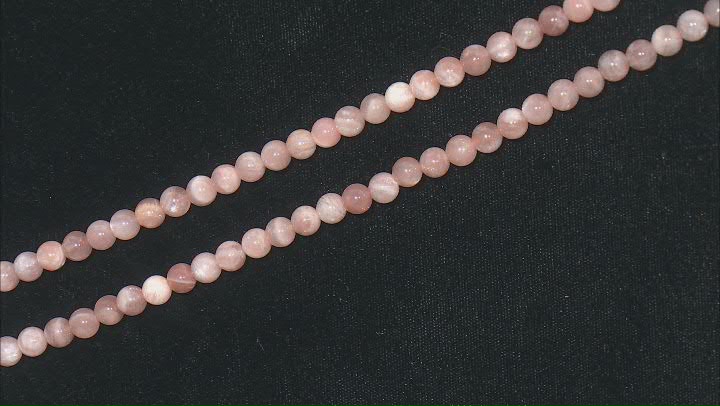 Peach Moonstone & Sunstone 6mm Round Bead Strand Approximately 1m in Length Video Thumbnail