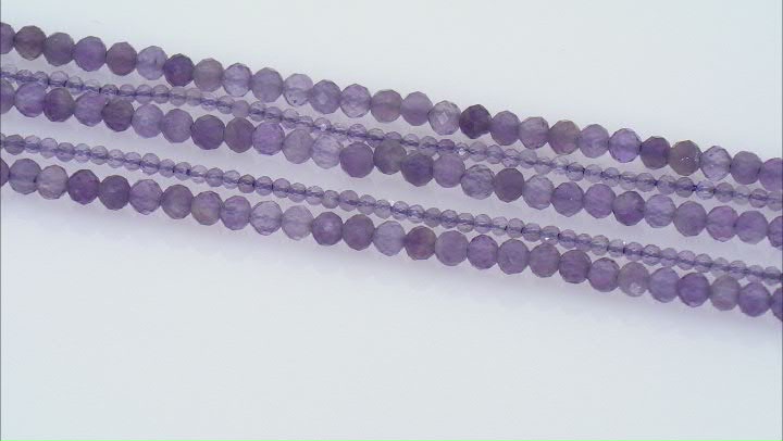 Amethyst 2mm & 3mm Faceted Round Bead Strand Set of 5 Video Thumbnail
