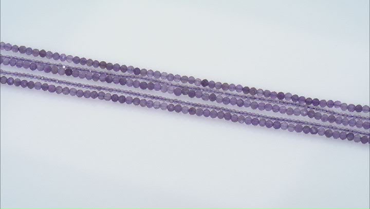 Amethyst 2mm & 3mm Faceted Round Bead Strand Set of 5 Video Thumbnail