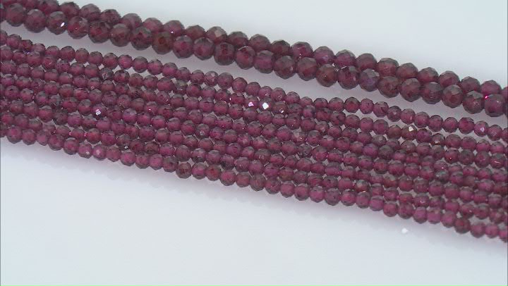 Garnet 2mm & 3mm Faceted Round Bead Strand Set of 10 Video Thumbnail
