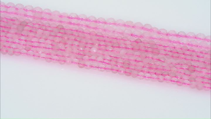 Rose Quartz 2mm & 3mm Faceted Round Bead Strand Set of 10 Video Thumbnail