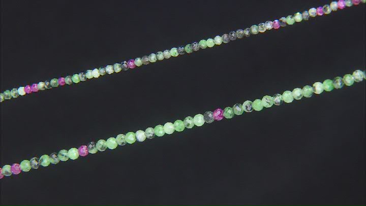 Ruby Zoisite 2mm & 3mm Faceted Round Bead Strand Set of 2 Approximately 14-15" in Length Video Thumbnail