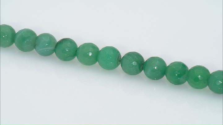 Green Banded Agate 10mm Faceted Round Bead Strand Approximately 14-15" in Length Video Thumbnail