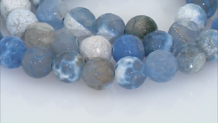 Blue Quench Crackled Agate 8mm Faceted Round Bead Strand Approximately 14-15" in Length Video Thumbnail