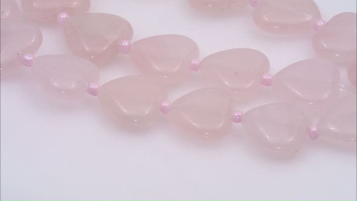 Rose Quartz 16mm Puffy Heart Bead Strand Approximately 15" in Length Video Thumbnail