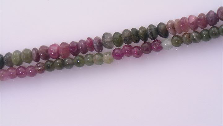 Multicolor Tourmaline Round & Rondelle Bead Strand Set of 2 Video Thumbnail