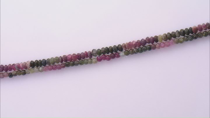 Multicolor Tourmaline Round & Rondelle Bead Strand Set of 2 Video Thumbnail