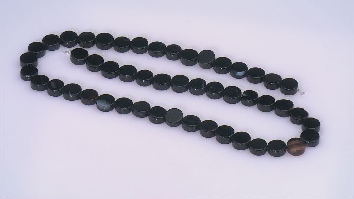 Black Chalcedony 8mm Flat Coin Bead Strand Approximately 15-15.5" in Length Video Thumbnail